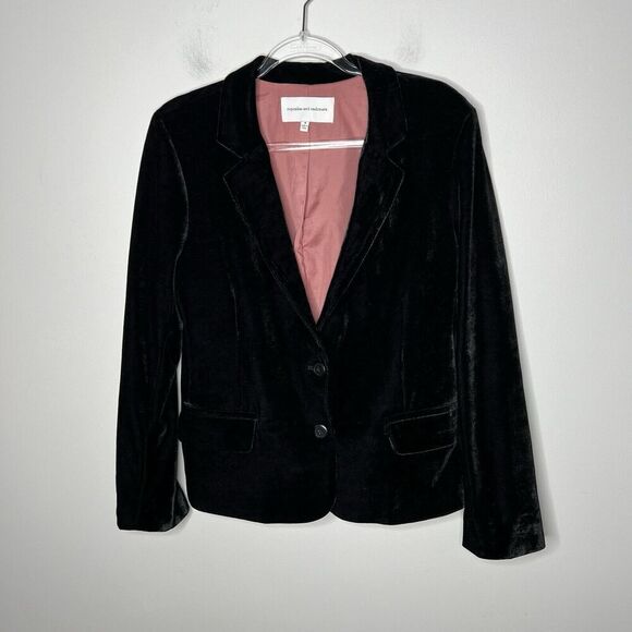 Cupcakes and Cashmere Black Velvet Blazer Womens Size 4 Career Lined - Picture 4 of 8